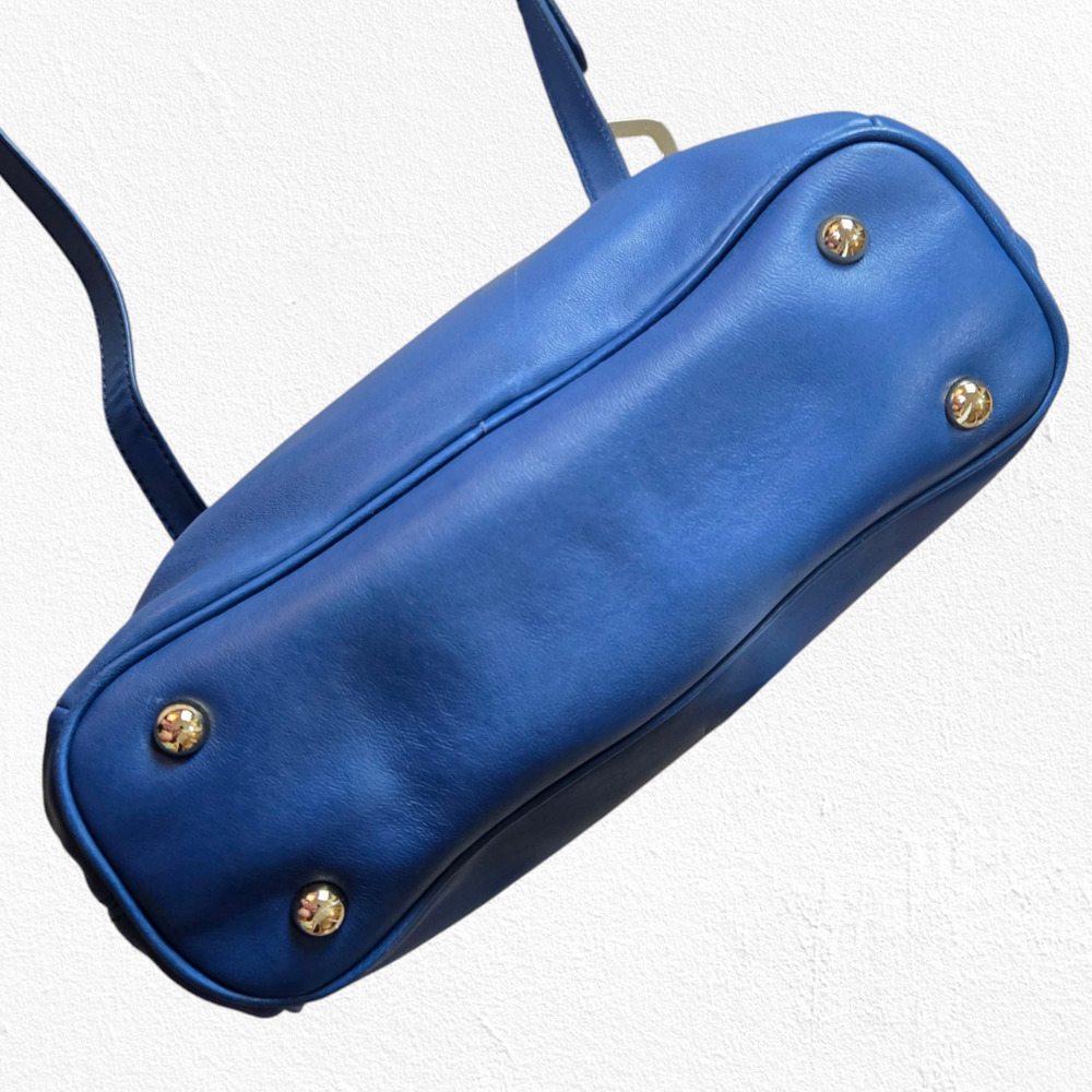 DKNY Blue Leather Crossbody Bag Adjustable Strap Gold Hardware Classic - Picture 16 of 16